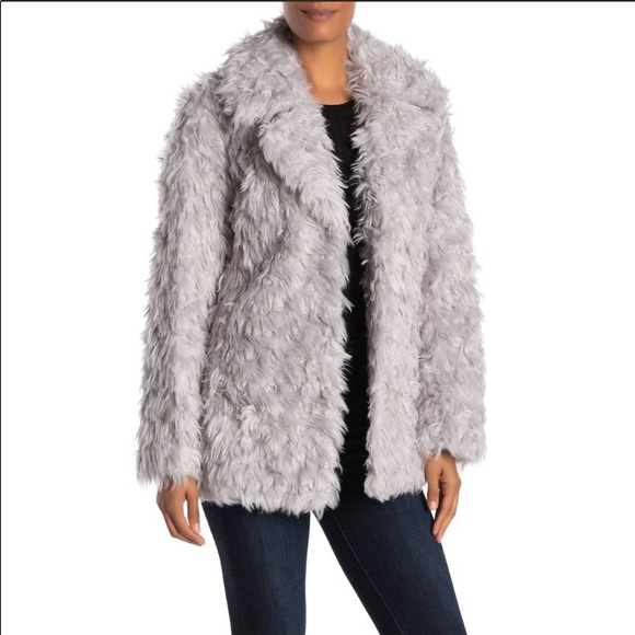 AVEC LES FILLES Notch Collar Curly Faux Fur Jacket size Extra Large - Picture 6 of 8